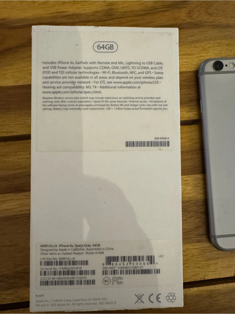 Apple iPhone 6s Silver with Original Box